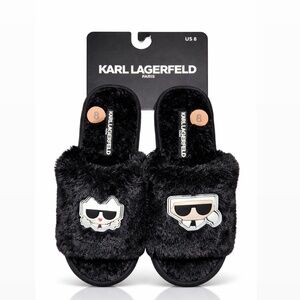 Brand New Karl Lagerfeld Paris Women's Jovie Faux Fur Slide Sandals